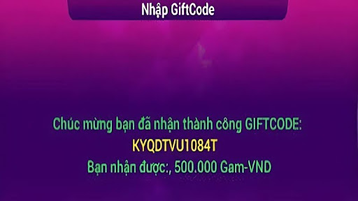 Nhận gifdcode sau khi đăng nhập tài khoản